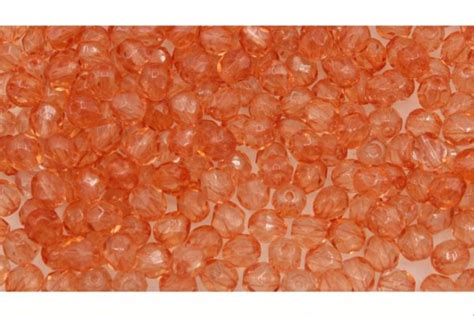 4mm Czech Fire Polished Faceted Lt Peach Bead Trimming Craft Co