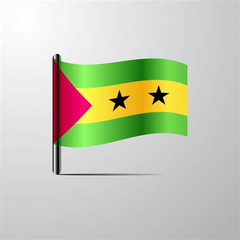 Sao Tome And Principe Waving Shiny Flag Design Vector 14383413 Vector