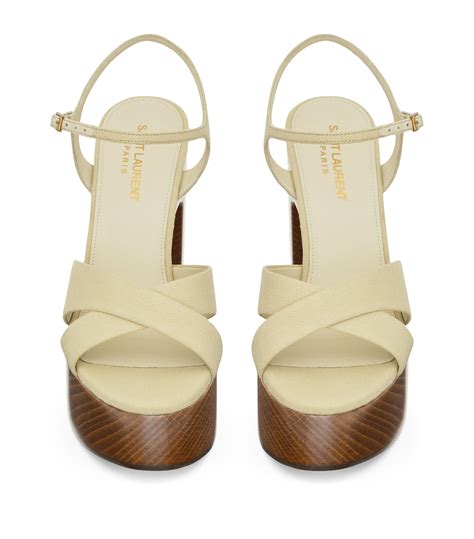 Womens Saint Laurent Nude Canvas Bianca Platform Sandals 125 Harrods UK