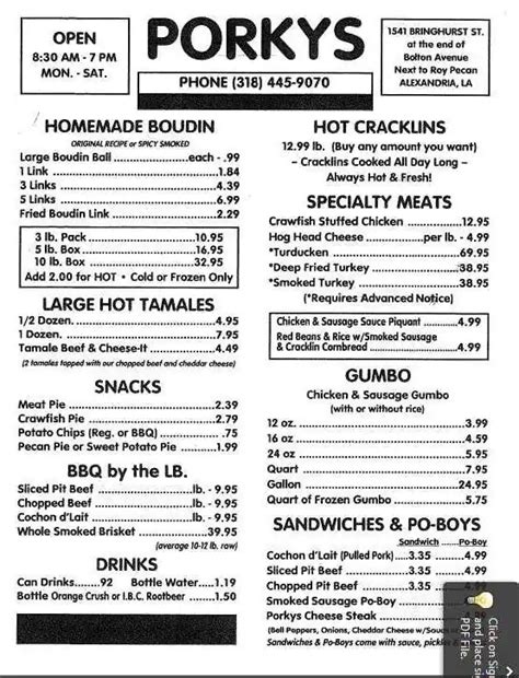 Porkys Menu Menu For Porkys Alexandria Alexandria Urbanspoonzomato