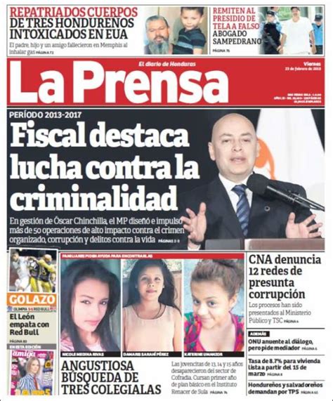 Periódico La Prensa Honduras Periódicos De Honduras Edición De