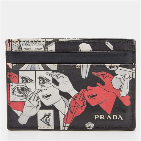 Prada Multicolor Vitello Leather Comic Card Holder Prada The Luxury