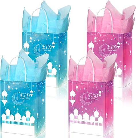 Amazon Skyygemm Sets Mubarak Gift Bags With Tissue Paper Blue