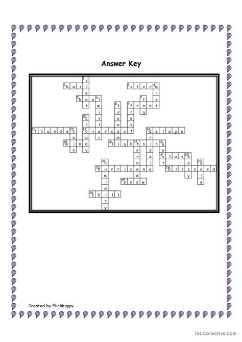 Weather Conditions Crossword English Esl Worksheets Pdf And Doc