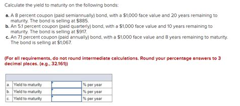 Solved Calculate the yield to maturity on the following | Chegg.com