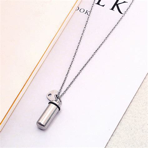 stainless steel capsule heart pendant necklace urn keepsake memorial