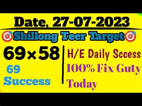 69 6 House 100 Success Today Fix Guty 100 Shillong Teer Target