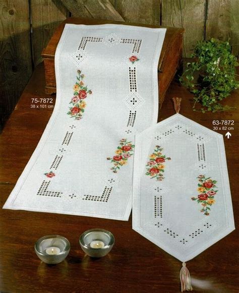 Hardanger Table Runners With Red And Yellow Roses Hardanger Kit By