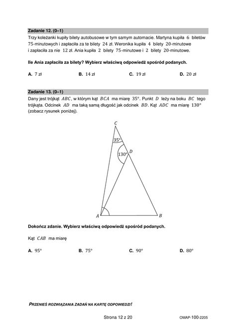 Galeria Arkusz Matematyka Egzamin ósmoklasisty 2022 12