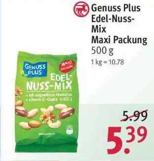 Genuss Plus Edel Nuss Mix Maxi Packung Angebot Bei Rossmann Prospekte De