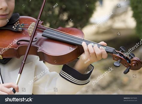 One Children Playing Violin Beautiful Park Stock Photo 50075005 ...