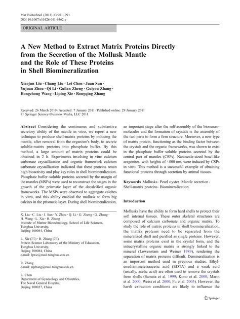 Pdf A New Method To Extract Matrix Proteins Directly From The