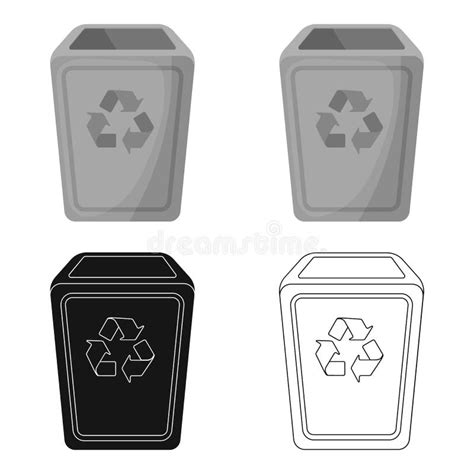 Garbage Can Icon In Cartoon Style Isolated On White Background Trash