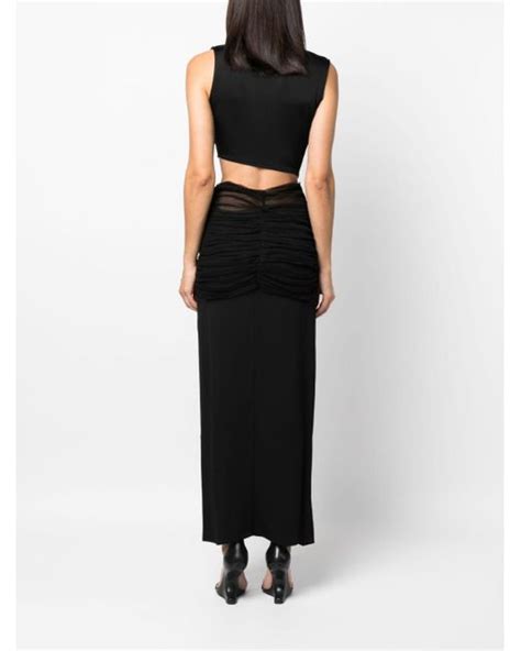 Christopher Esber Tulle Trim Ruched Maxi Skirt In Black Lyst