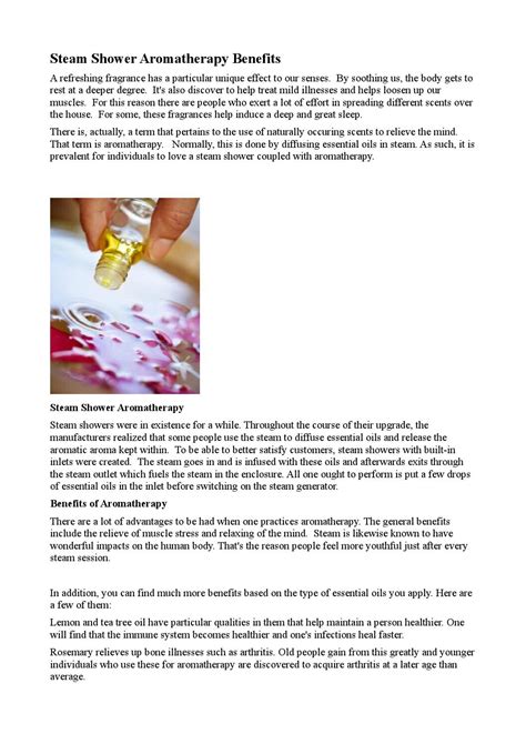 Steam shower aromatherapy benefits by zak lewis - Issuu