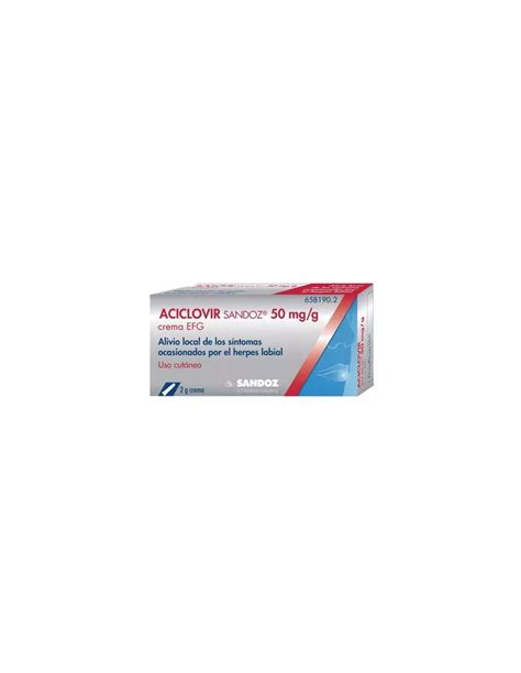 Aciclovir Sandoz Efg 50 Mg G Crema 1 Tubo 2 G