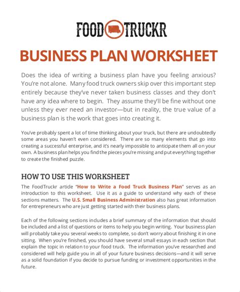 FREE 12 Sample Food Truck Business Plan Templates In PDF MS Word