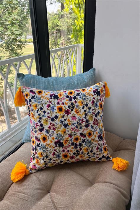 Buy Throwpillow Flower Print Cushion Cover Online Aza Fashions