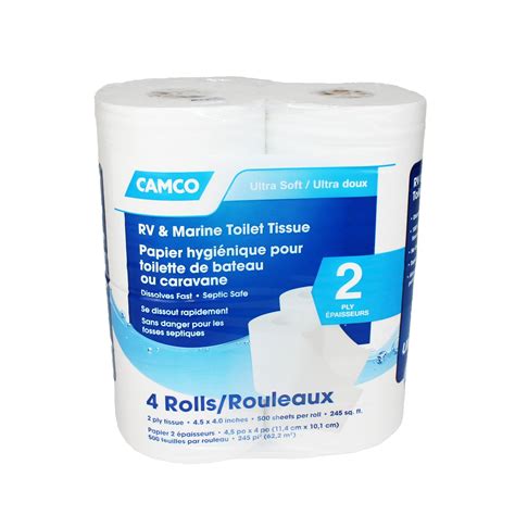 Camco Ultra Soft 2 Ply Septic Safe Toilet Paper, 4 Rolls - Walmart.com