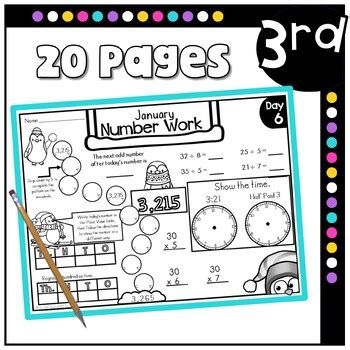 Rd Grade Number Of The Day Morning Work For Third Grade Math January