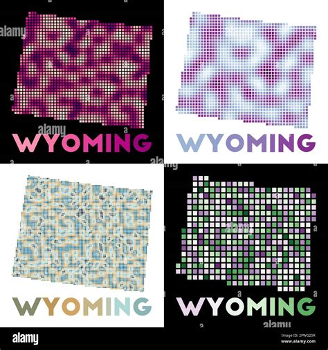 Wyoming map. Collection of map of Wyoming in dotted style. Borders of ...