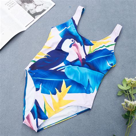 2019 Flamingo One Piece Swimsuit Swimwear Women Backless Sexy Bathing