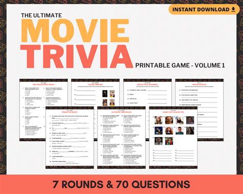 Movie Trivia Printable Game (Vol 1) – Trivia Fox Games