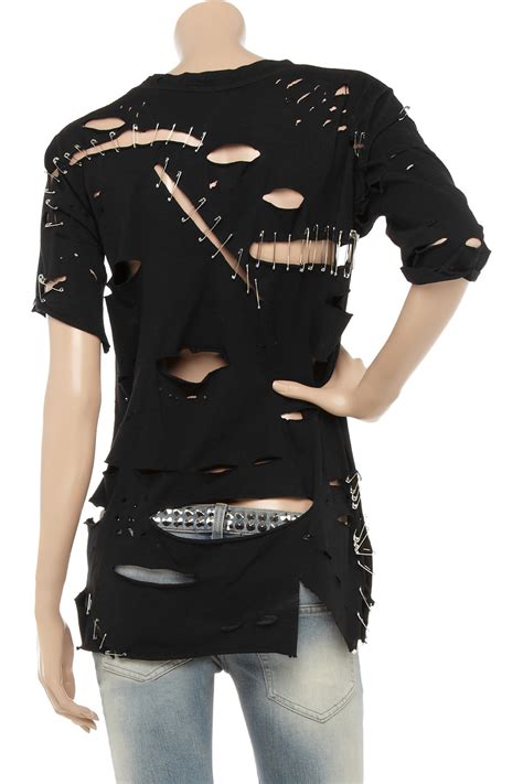 Balmain Safety Pin Cotton T Shirt In Black Lyst