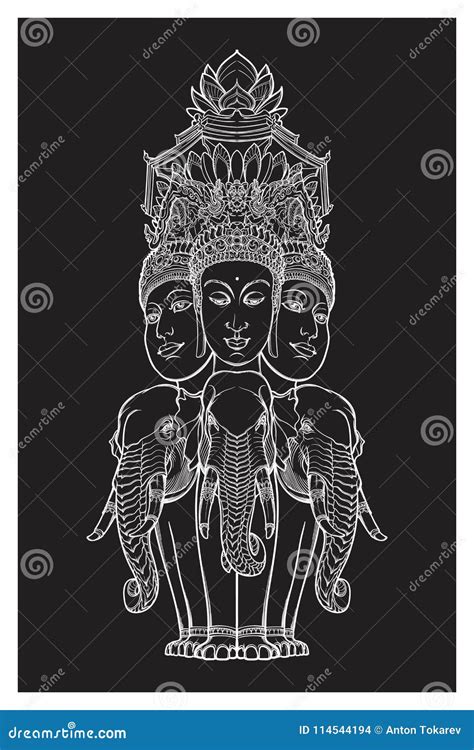 Statue Representing Trimurti Trinity Of Hindu Gods Brahma Vishnu And