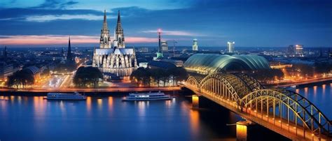 Catedral de colonia y puente de hohenzollern a través del río rin en