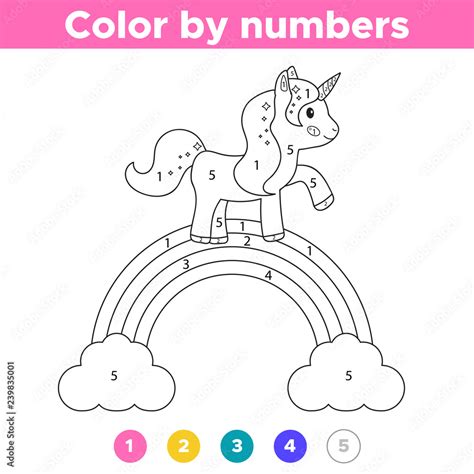 Number Educational Coloring Page For Preschool Kids Cute Unicorn On