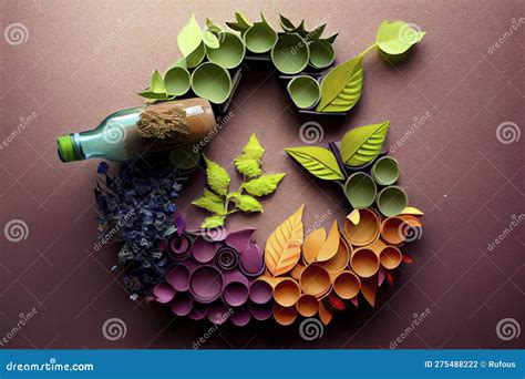 Green Recycle Icon Eco Papercut Nature Concept Stock Illustration