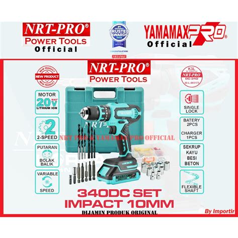 Jual NRT PRO 340 DC Bor Cordless Drill Baterai Tangan Beton Tembok 20 V