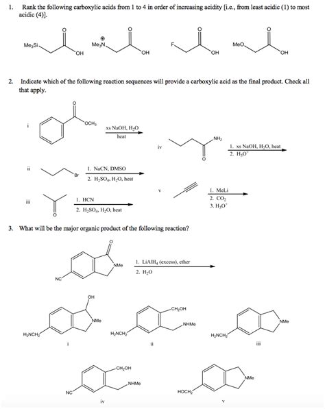 Solved Rank The Following Carboxylic Acids From To In Chegg