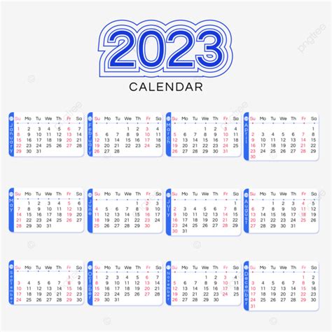 Gambar Garis Kalender 2023 Sederhana Berwarna Biru Dua Ribu Dua Puluh Tiga Tahun Kalender Png