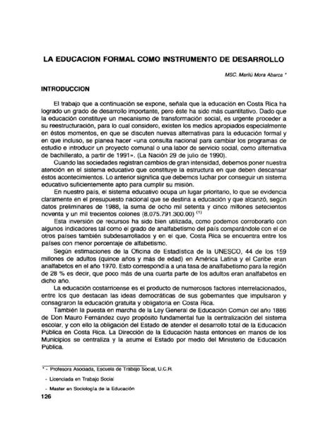 Pdf La Educacion Formal Como Instrumento De Desarrollo La Educacion