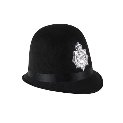 Black British Bobby Police Officer Hat Adult Uk Cop Policeman Costume