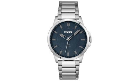 Buy Hugo Men S Blue Dial Silver Stainless Steel Bracelet Watch Men S Watches Argos