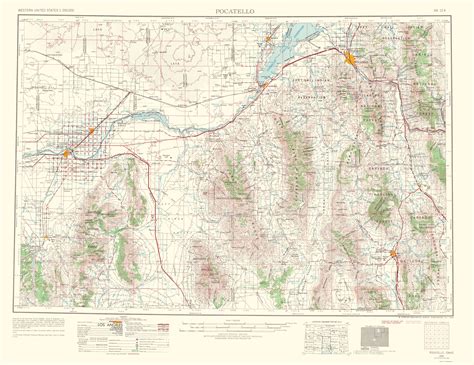 Topographical Map - Pocatello Idaho Quad - USGS 1963 - 23 x 29.83 - Vi