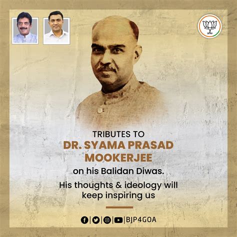 BJP Goa On Twitter Tributes To Dr Syama Prasad Mookerjee On His