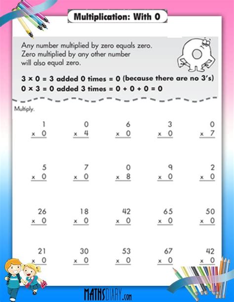 Multiplying By Zero Worksheets