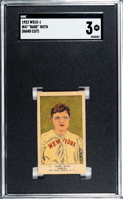 1923 W515 1 BABE RUTH Hand Cut Strip Card SGC 3 VG Good Centering