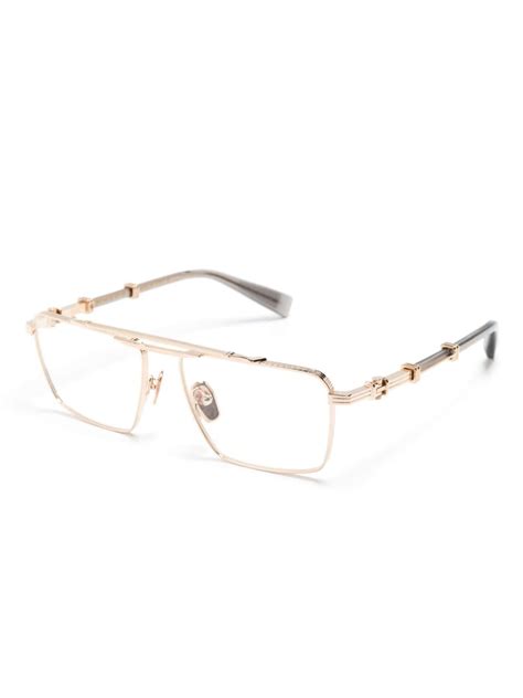 Balmain Eyewear Brigade Vi Square Frame Glasses Gold Farfetch Uk