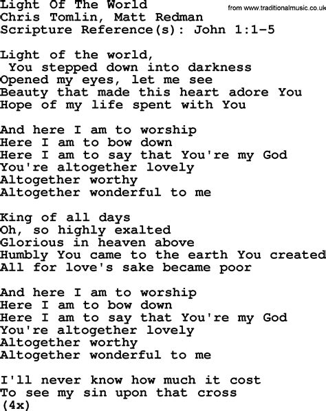 Most Popular Church Hymns and Songs: Here I Am To Worship(Light Of The ...