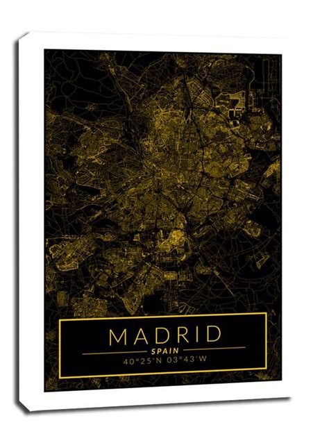 Madrid Mapa Z Ota Obraz Na P Tnie X Cm Galeria Plakatu