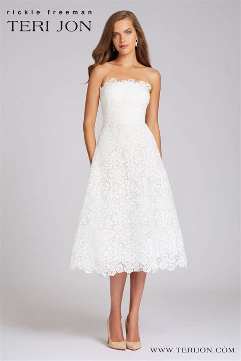 Strapless Tea Length Lace Dress Cocktail Dress Party Dresses Lace