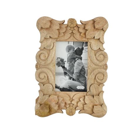 Elegance Abounds With This Carved Mango Wood Frame Featuring A 4 X 6