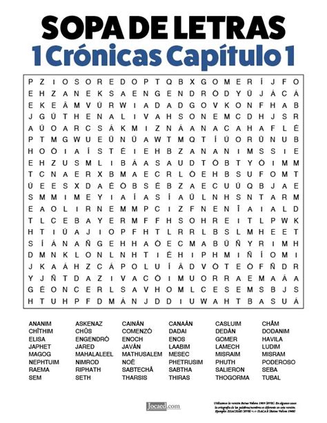 Sopa De Letras 1 Crónicas Capítulo 1 Sopa De Letras Sopas De Letras