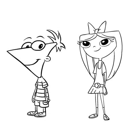 Dibujo Para Imprimir Y Colorear De Phineas E Isabella