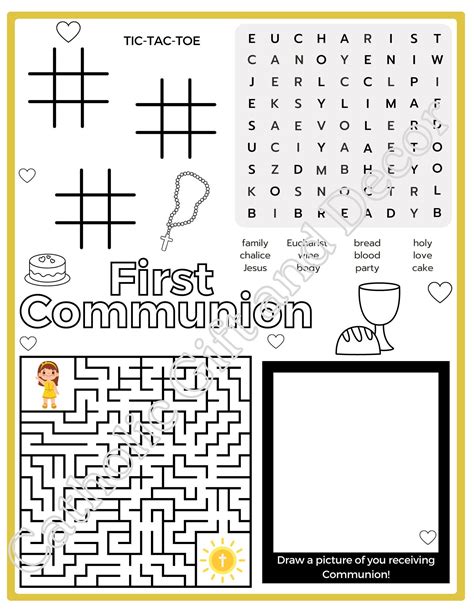 Printable Catholic First Communion Activity Page 1st Communion